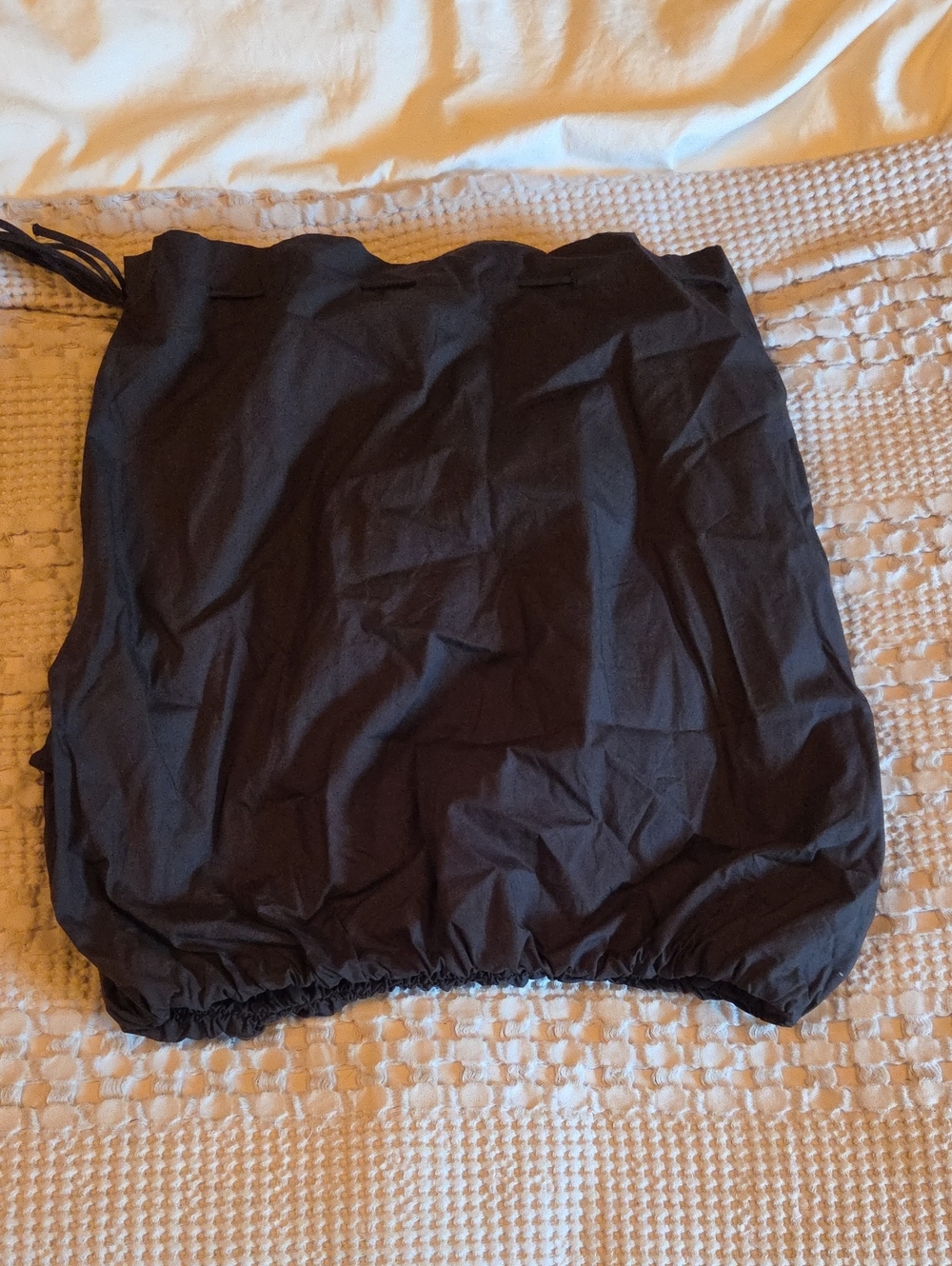 Divided Black Drawstring Hem Top Medium
